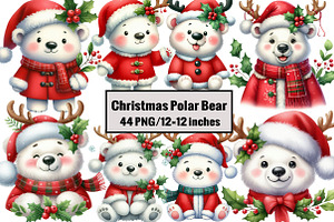 Christmas Polar Bear, an Illustration by Design Market