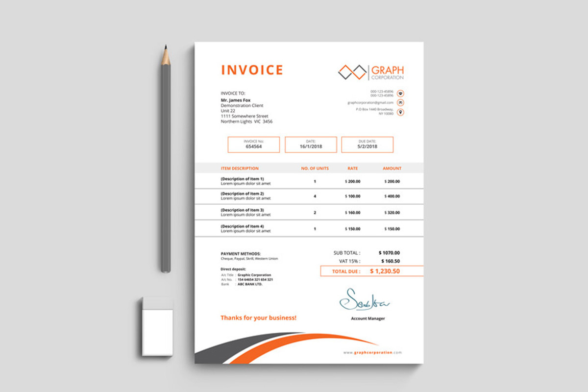 Invoice, a Stationery Template by asimalikhan555 (Photo 1 of 10)