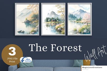 Field Landscape Watercolor Wall Art, a Poster Template by MagicLove Creations