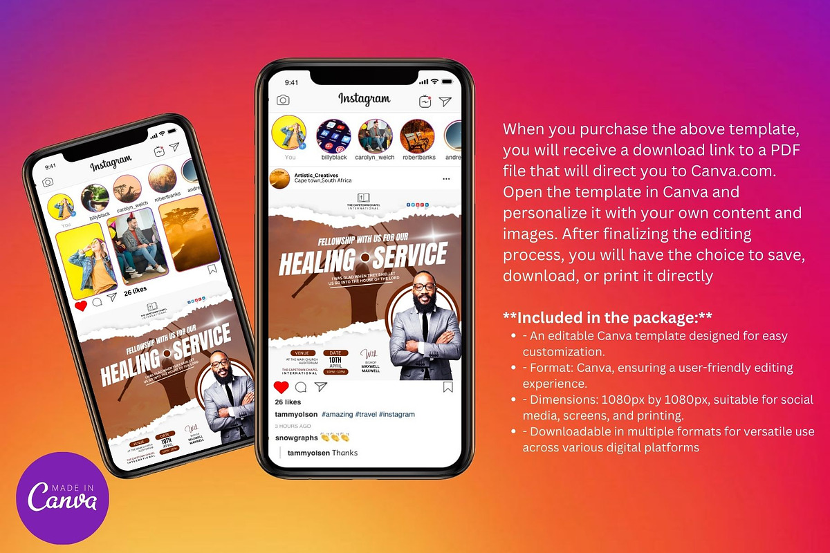 Church Healing Service Editable Post, a Social Media Template by Mishek Munene (Photo 4 of 4)
