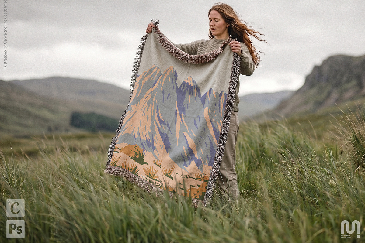 Woven Blanket Mockup, a Household Mockup by The Blue Bird (Photo 2 of 9)