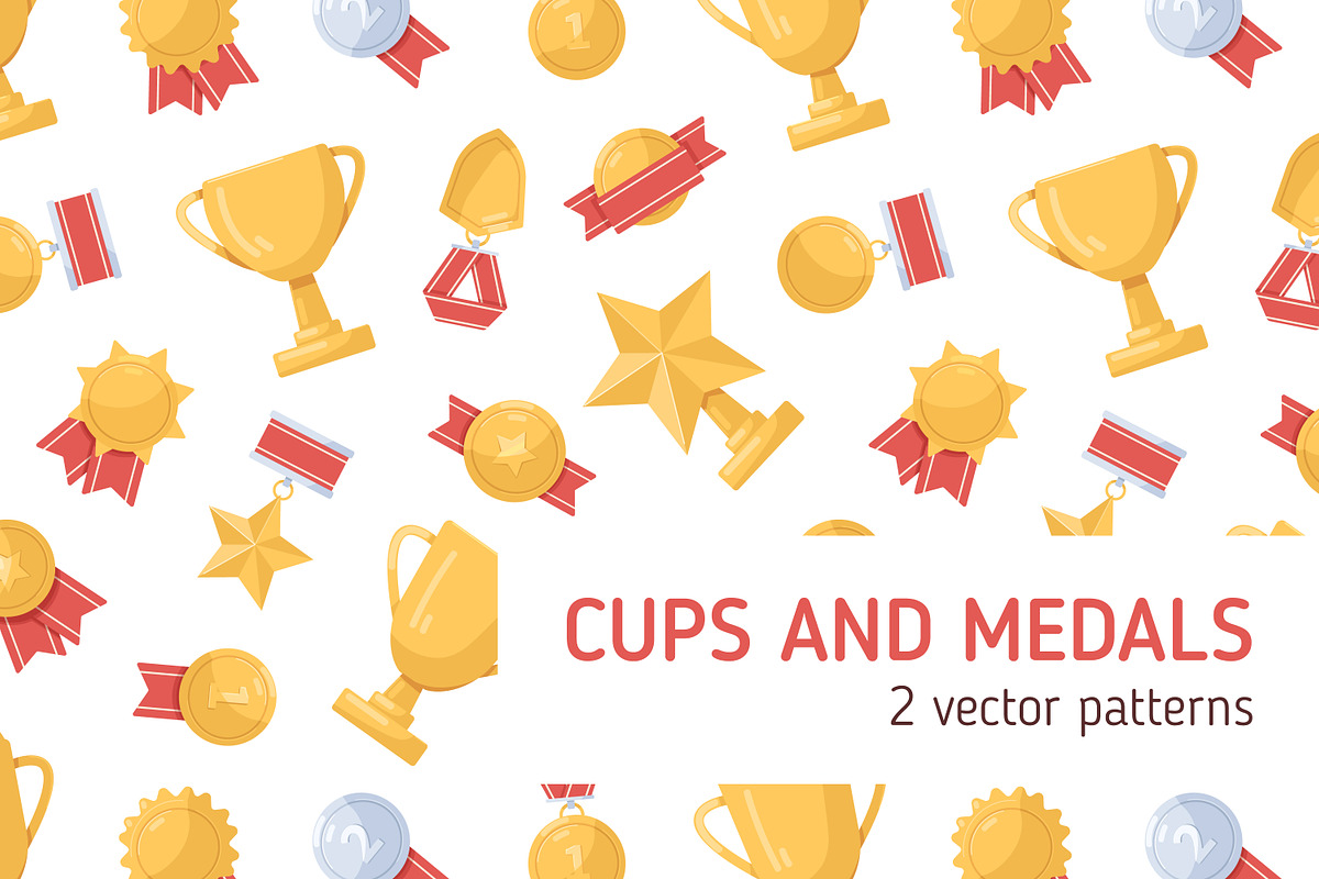 Cups and medals seamless patterns, a Pattern Graphic by Good Studio (Photo 1 of 6)