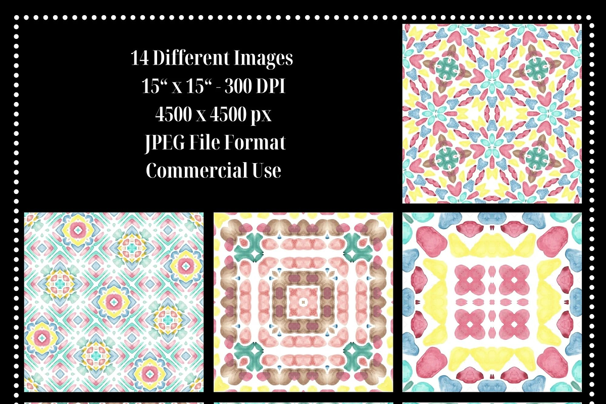 Bright Portuguese Watercolor Pattern, a Pattern Graphic by Gen Aumonier (Photo 2 of 7)