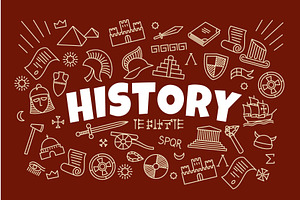 History symbols, icons, an Education Illustration by Buch&Bee