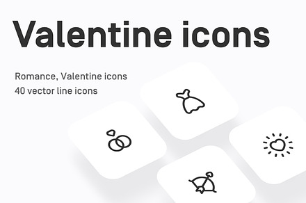 Valentine’s Day vector line icons