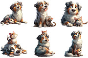 Australian Shepherd and Kitten, an Illustration by DreamArtGraphic (Thumbnail 3 of 5)