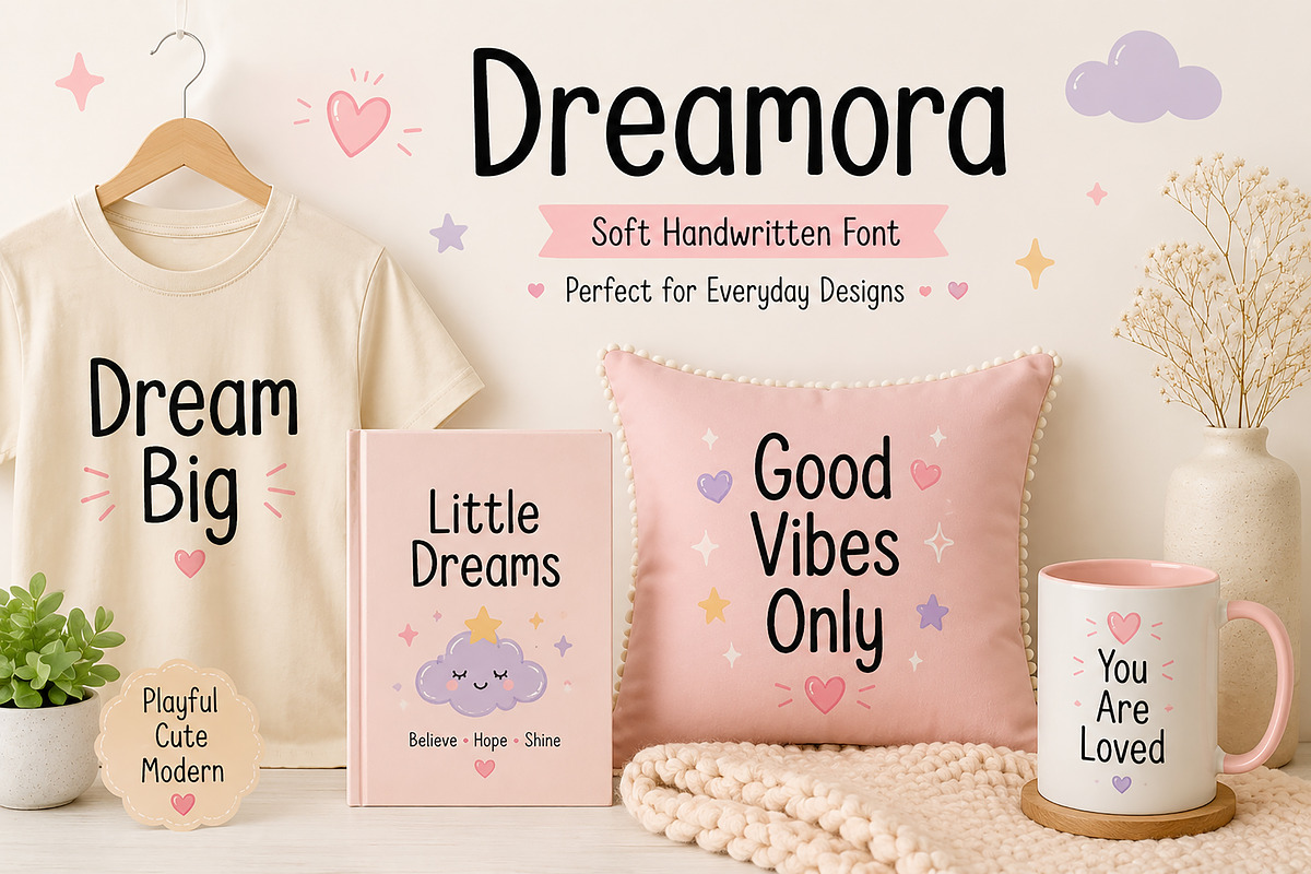 Dreamora – Handwritten Display Font, a Handwritten Font by Wow Magic (Photo 2 of 6)