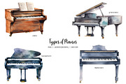 Watercolor musical instruments set, an Object Illustration by Art and Funny (Thumbnail 3 of 4)