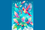 Winter Cardinal Bird Illustrations, an Animal Illustration by StockVerse Creative (Thumbnail 3 of 4)