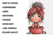 Whimsical Summer Girls Clipart, a Transportation Illustration by SinaCreation (Thumbnail 2 of 3)