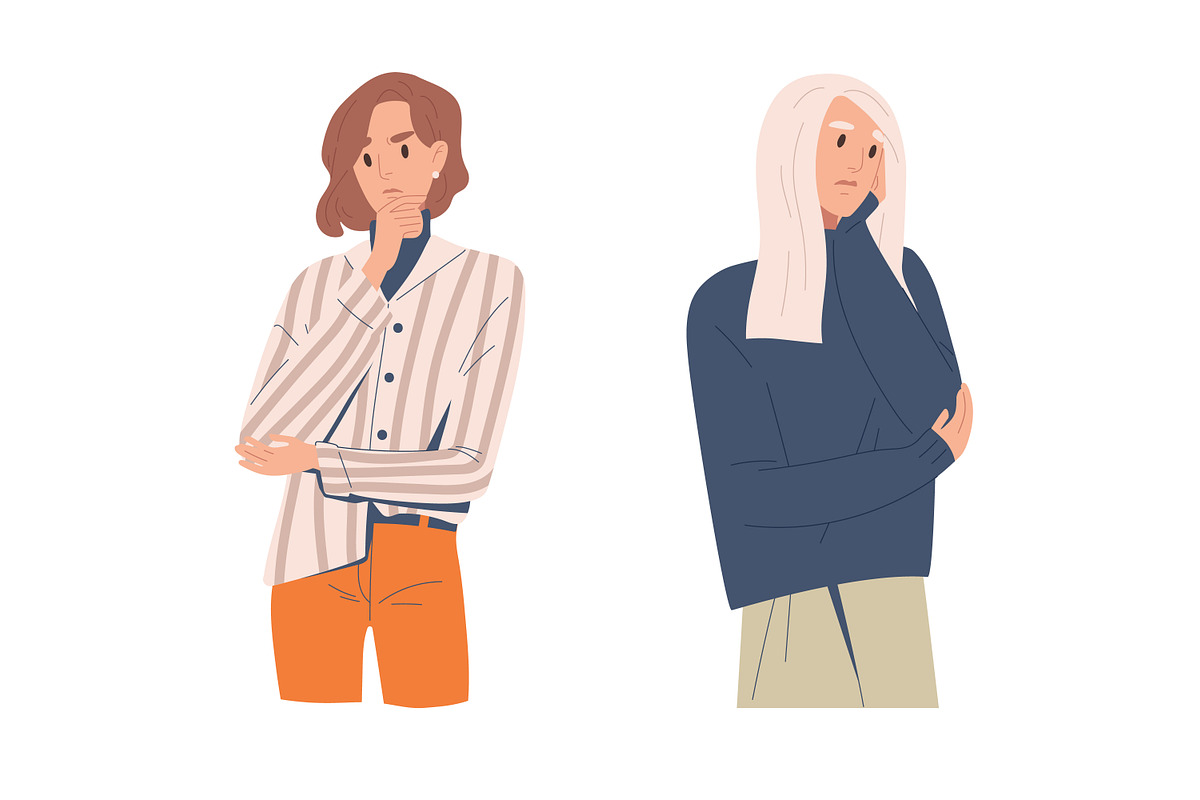 Thoughtful and pensive people set, a Person Illustration by Good Studio (Photo 3 of 4)