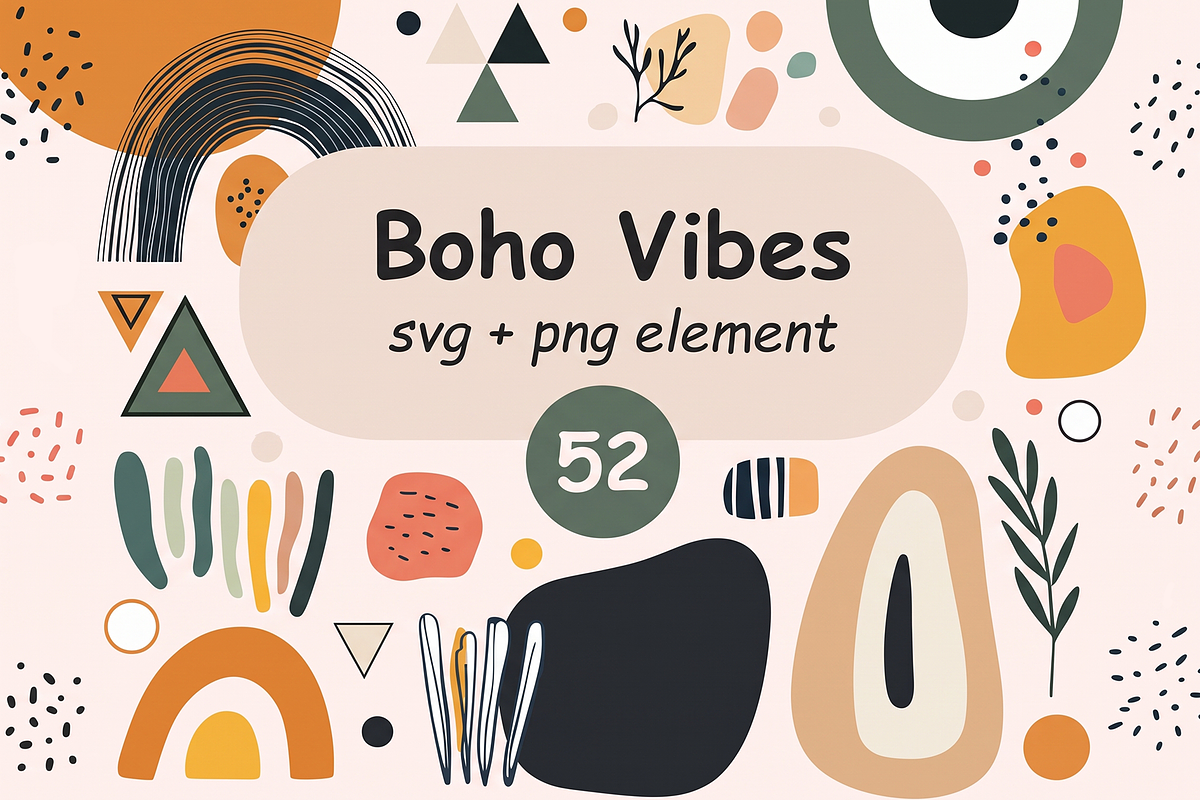 Boho Vibes SVG Elements, a Decorative Illustration by IrenKlm (Photo 1 of 8)
