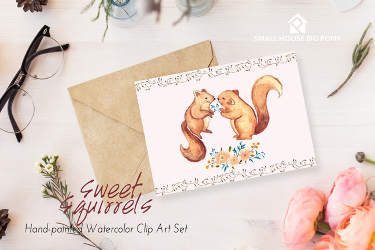 Sweet Squirrels -Huge Watercolor Set, an Animal Illustration by SmallHouseBigPony (Photo 13 of 14)