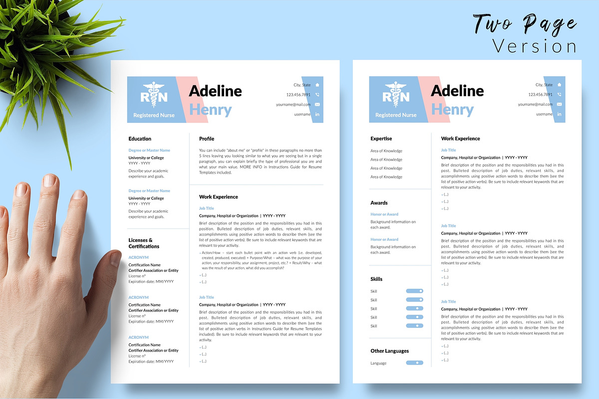 Nurse CV Bundle / Resume - Adeline, a Resume Template by Templates Design Co. (Photo 3 of 17)