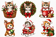 Whimsical Christmas Kitty Clipart, an Animal Illustration by Craft Nest (Thumbnail 3 of 4)