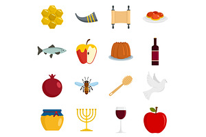 Rosh Hashanah jewish holiday icons, an Object Illustration by Ylivdesign