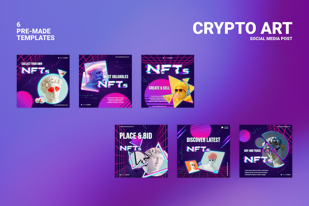 Crypto Art Social Media Post, a Social Media Template by itefan Studio (Photo 2 of 4)