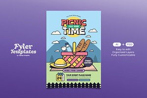Retro Picnic Time Flyer Template, a Flyer Template by Tiptop Graphic