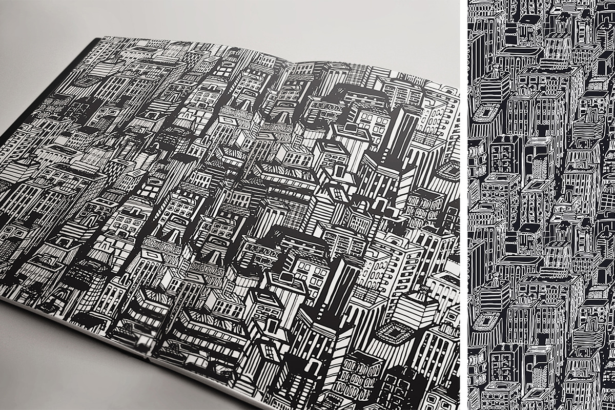 City Skyscrapers Clipart & Patterns, a Pattern Graphic by IRSYART (Photo 2 of 8)