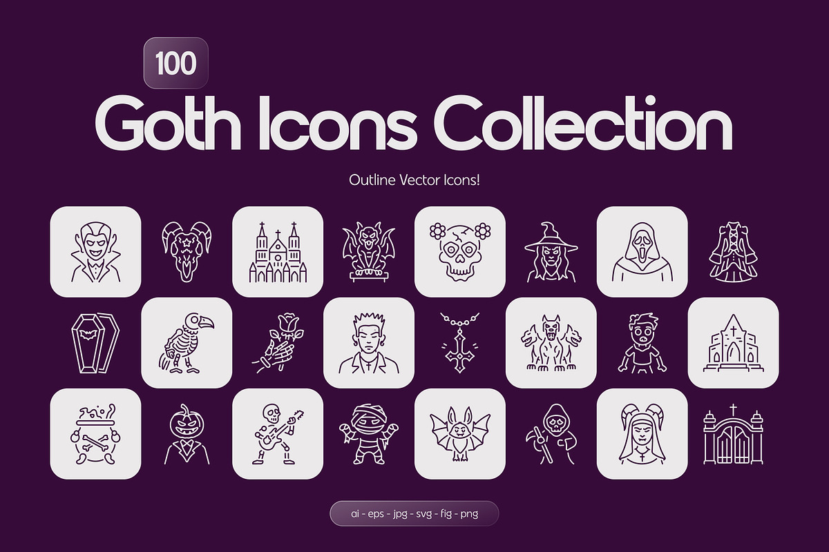Goth Icons Collection, an Outline Icon by Prosymbols (Photo 1 of 7)