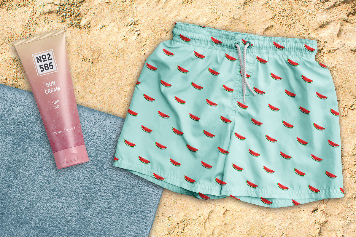 Men's Swimming Shorts Mockup, an Apparel Mockup by Lemon Workshop (Photo 3 of 3)