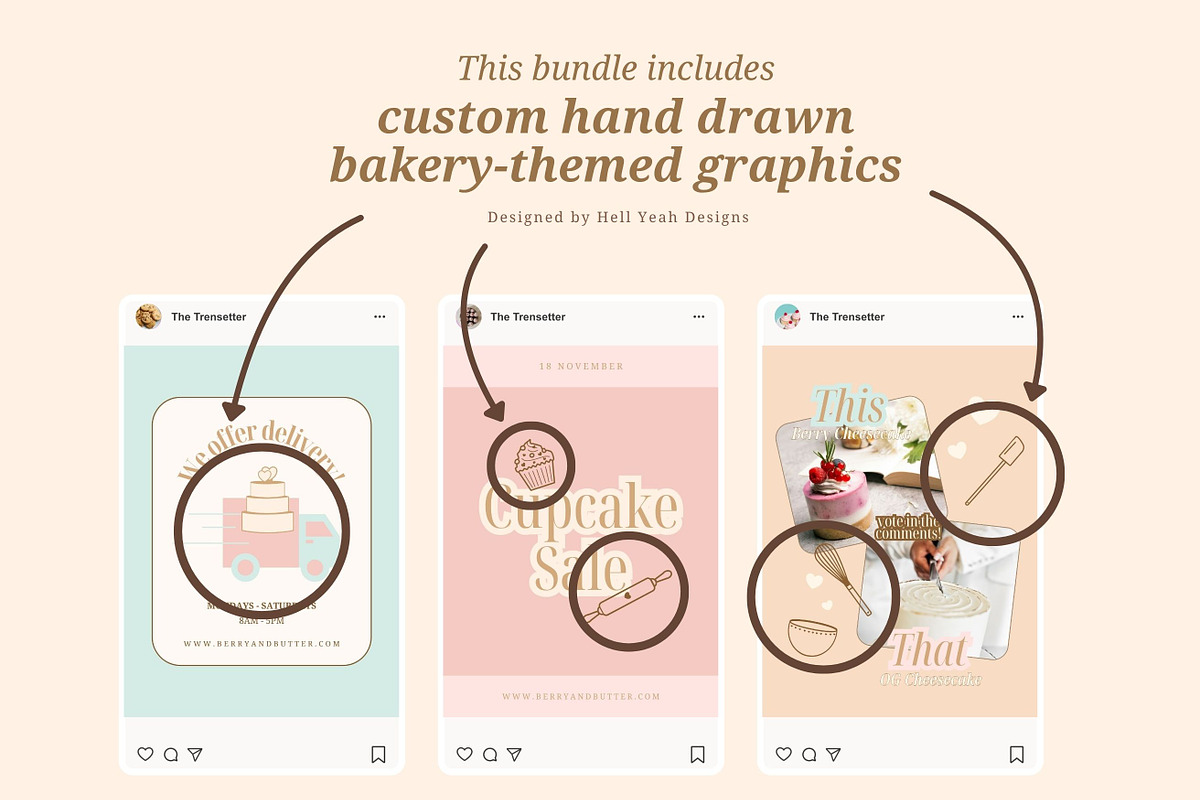 Boutique Bakery Instagram Templates, a Social Media Template by Hell Yeah Designs (Photo 12 of 12)