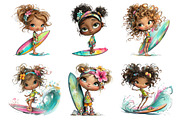 Quirky surfer girl clipart, an Illustration by SinaCreation (Thumbnail 5 of 11)