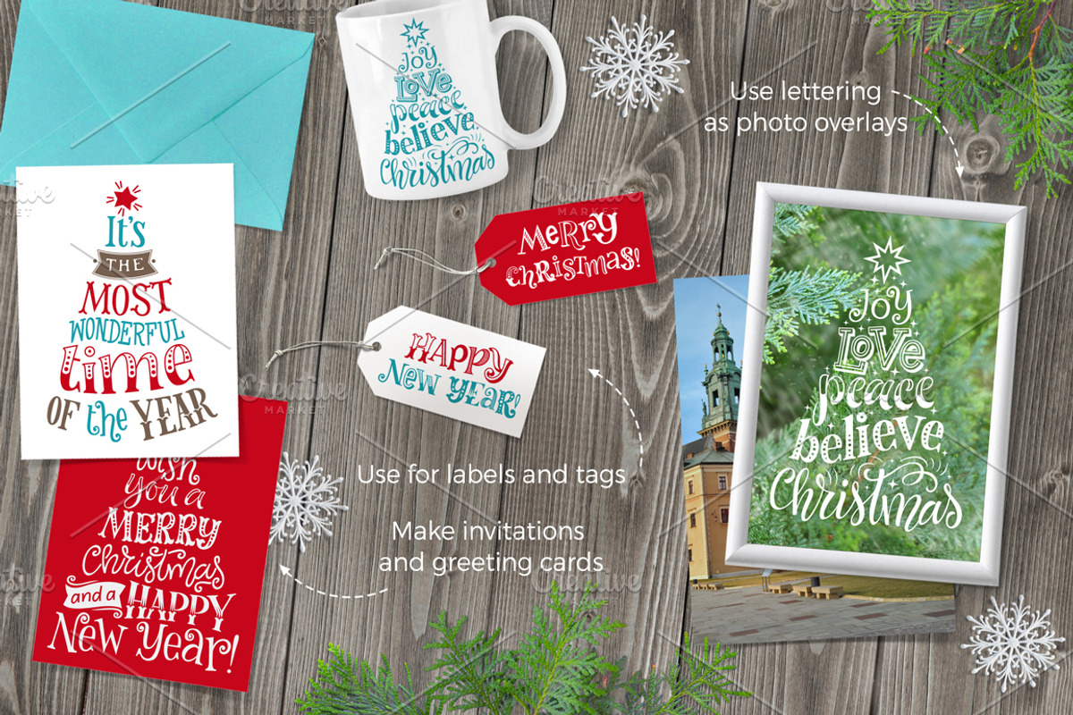 11 Christmas Lettering | 9 Ornaments, an Illustration by bariskina (Photo 2 of 5)