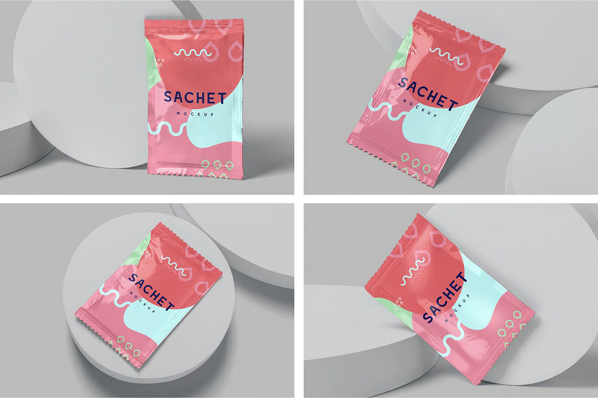 Rectangular Sachet Mockups, a Packaging Mockup by megostudi0 (Photo 1 of 6)