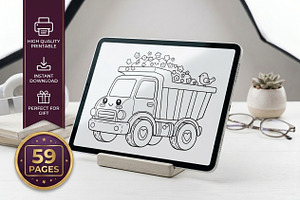 59 Truck Coloring Pages for Kids, a Transportation Illustration by ikarifq shop