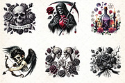 Love Gothic Valentine's Day Clipart, an Illustration by DreamCafeArt (Thumbnail 3 of 4)