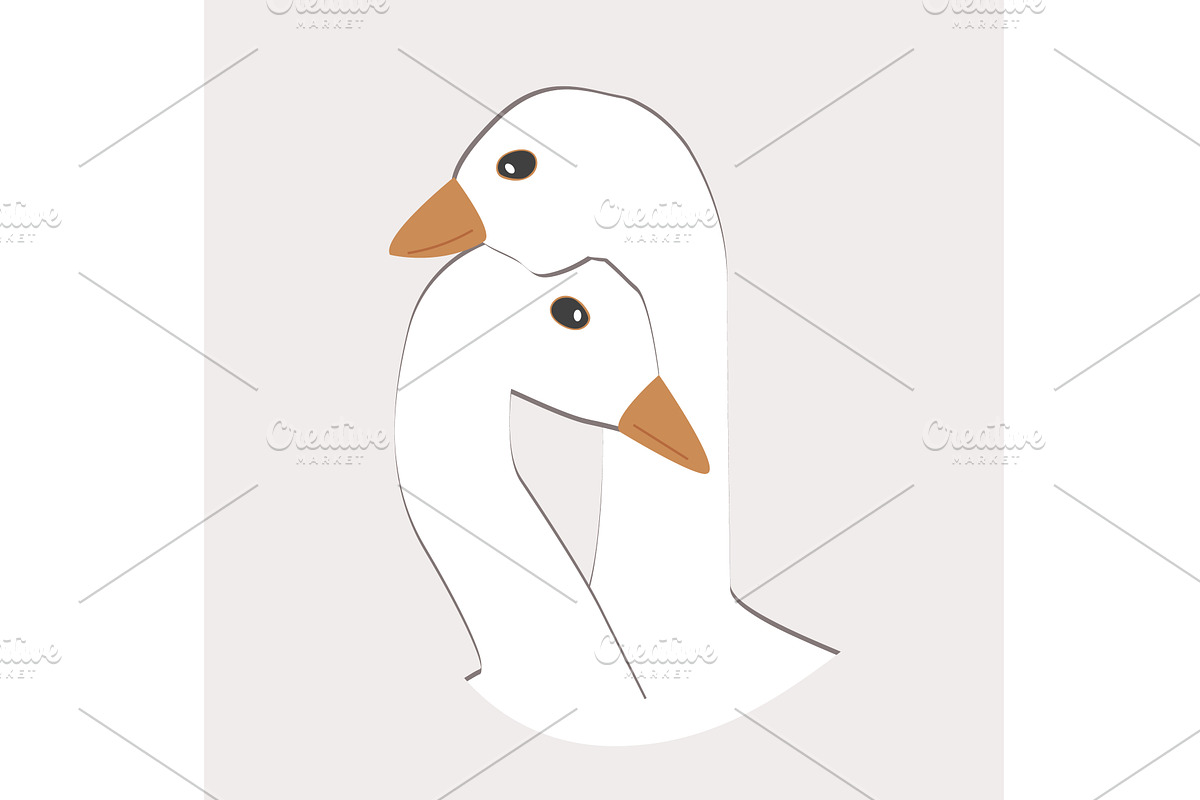 Goose Hugs couple. Cute Hugging, an Animal Illustration by Toltemara