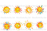 Happy Smiling Sun Clipart, Cute Sun, a Decorative Illustration by BrushstrokeArtGB (Thumbnail 4 of 9)