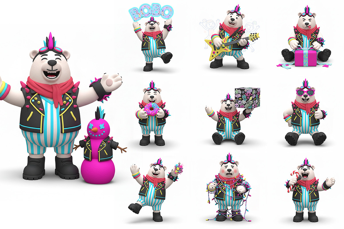 Bobo Spider-Punk, Clay 3D Clipart, a Seasonal Illustration by FactoryType Studio (Photo 7 of 9)