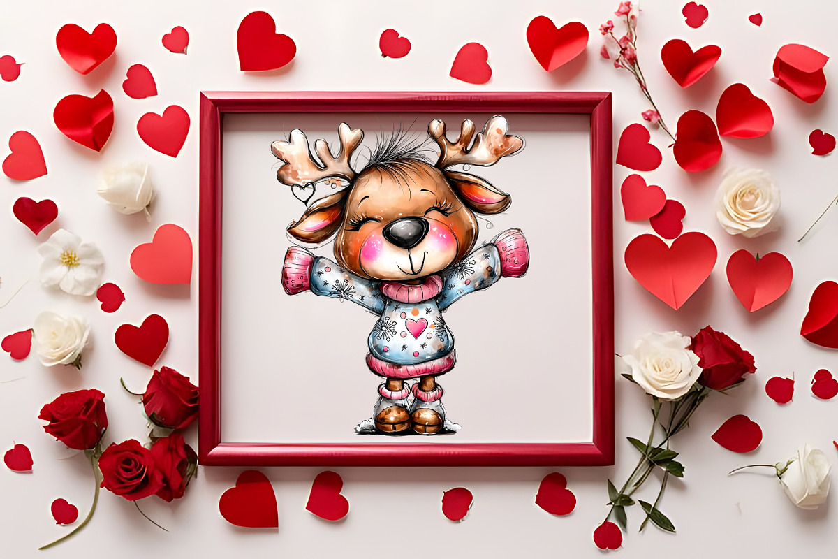 Christmas Cute Reindeer Clipart, an Illustration by RobertsArt (Photo 2 of 7)