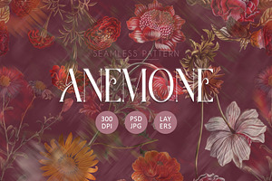 Seamless Anemone Floral Pattern