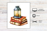 Watercolor Rustic Library Clipart, an Illustration by Canvas Craft (Thumbnail 7 of 7)