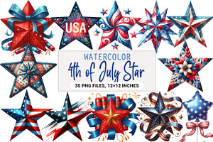 4th of July Star Clipart, an Illustration by DreamArtGraphic