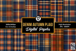 Denim Autumn Plaid Seamless Pattern