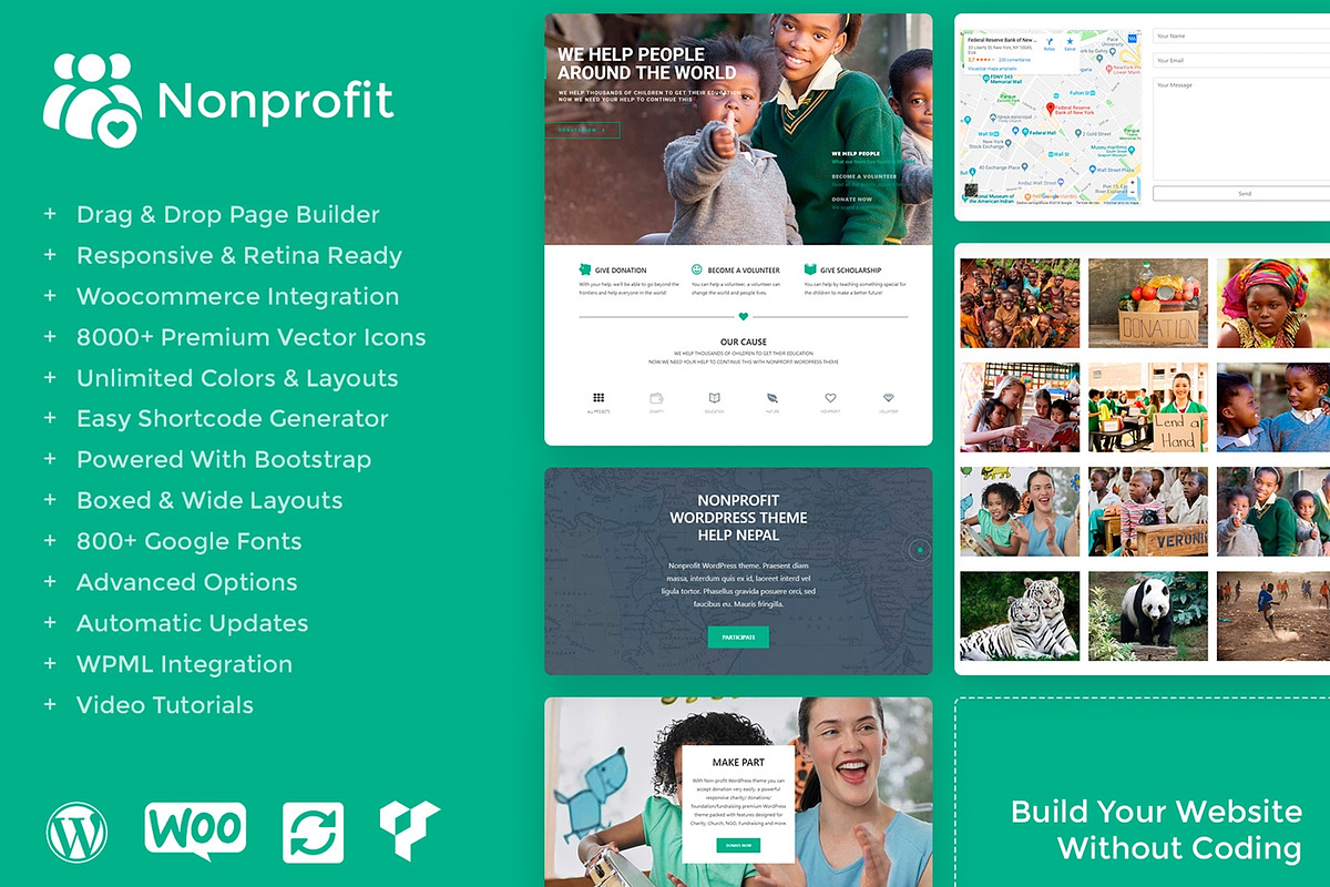 Nonprofit Charity WordPress Theme, a WordPress Template by Visualmodo (Photo 1 of 23)