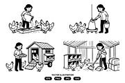 Activities of a chicken farmer, a Person Illustration by Vectorlina (Thumbnail 3 of 3)