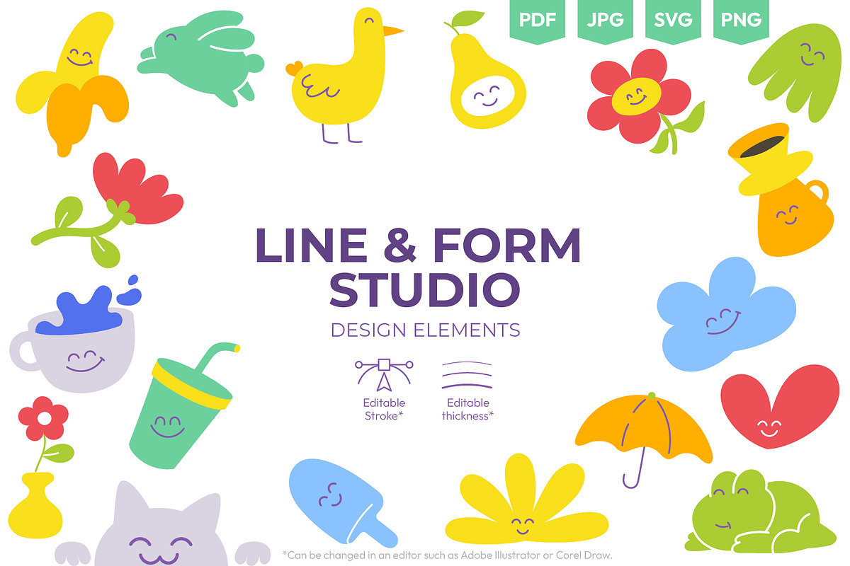 Line & Form Studio. Cute Elements., an Object Illustration by Ilia Design (Photo 1 of 11)