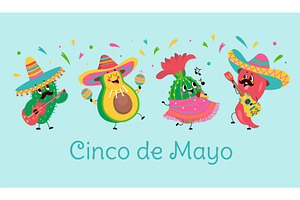 Cinco de mayo banner. Pepper, an Object Illustration by Valerie Bodnar