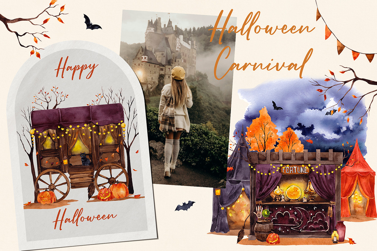 Watercolor Halloween Carnival, an Object Graphic by ma_i_vi (Photo 2 of 10)