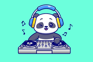 Cute Panda Playing Dj Electronic, an Animal Illustration by Catalyst Labs