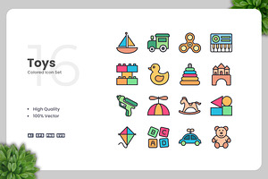 Toys Colored Icons, an Icon by Upnowgraphic