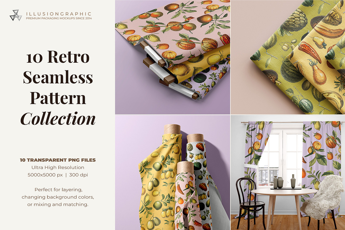 10 Retro Seamless Pattern Collection, a Pattern Graphic by Illusiongraphic (Photo 1 of 7)