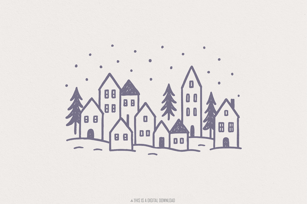 Minimalist Winter Village PNG, Hand, an Illustration by SharpMarketplace (Photo 1 of 9)