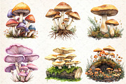 Watercolor Mushroom Clipart bundle, an Illustration by DreamCafeArt (Thumbnail 4 of 9)
