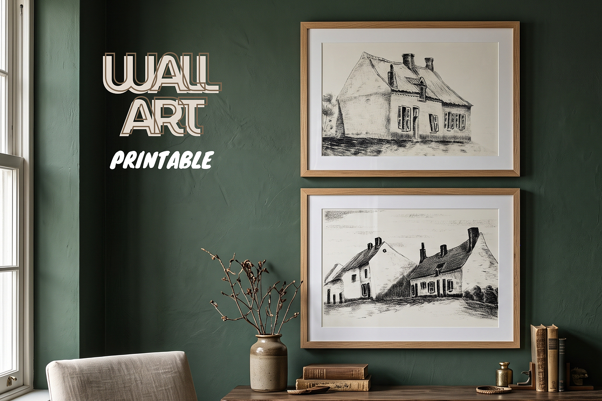 Vintage Van Gogh Cottages Set, a Decorative Illustration by Pink_bloom (Photo 1 of 5)